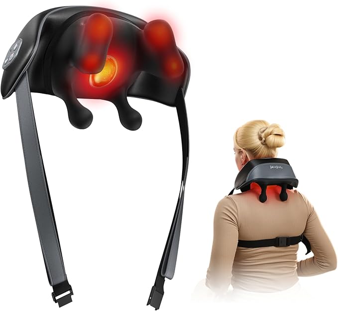 BOB AND BRAD Shiatsu Neck Massager for Pain Relief Deep Tissue with 4D Kneading, Soothing Heat, FSA Eligible/HSA Eligible, Light Weight Cordless Neck Shoulder Back Massager, Gift for Women Men Mom Dad
