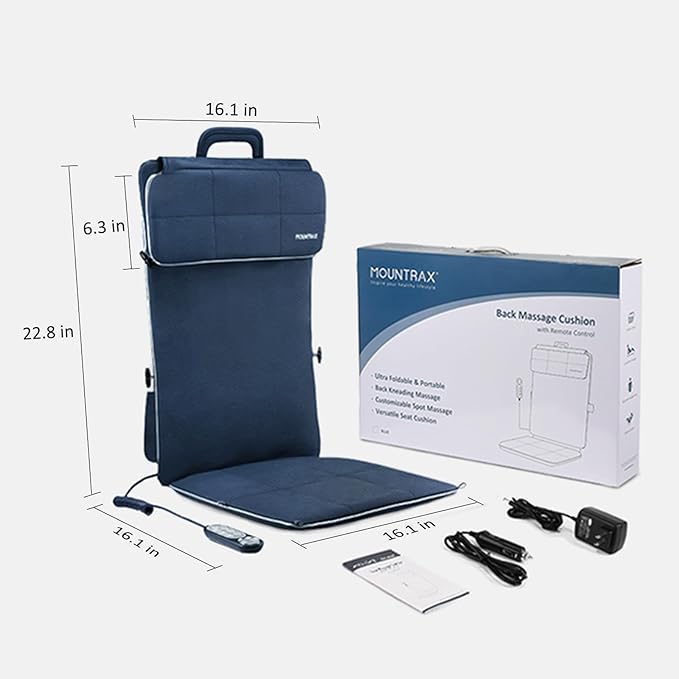 MOUNTRAX Back Massager for Chair, Full Back Massager for Pain Relief Deep Tissue, Massage Chair Pad with Soft S-Curve Design, Versatile Portable Massage Seat Cushion, Chair Massager