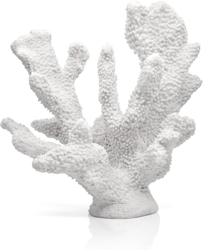White Resin Coral Decorations Artificial Coral Statue Home Décor Accents Hawaiian Beach Decorations for Home Nautical Decorations Beach Themed Home Living Room Party Decor