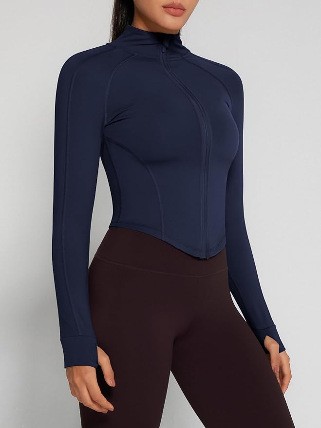 GYM RAINBOW Womens Snatched Workout Jackets Lightweight Zip Up Slim Fit Gym Track Athletic Jackets with Thumb Holes