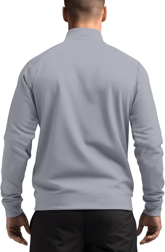 Zengjo Men's Track Jackets Full-Zip Athletic Jacket Sweatshirt Mock Neck with Zipper Pockets