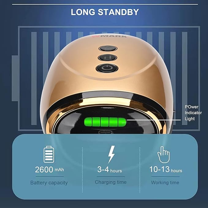 Cordless Handheld/Barber Massager Massager, Charge Neck/Legs/Hand/Face Massager, 2 Massage Nodes 2600AMH (Golden