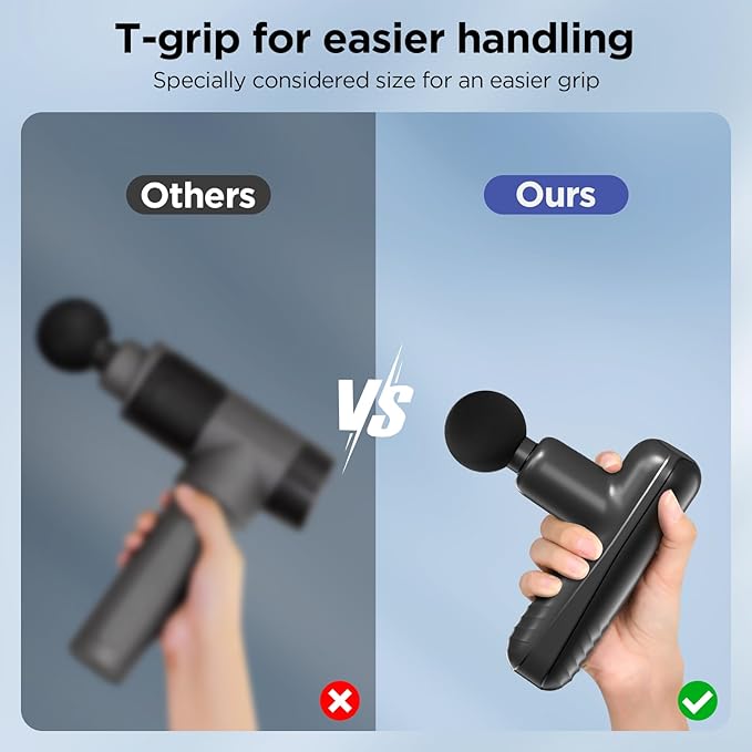 Mini Massage Gun, Powerful Handheld Muscle Massager for Back Pain Relief, Deep Tissue Percussion Small Massage Gun Travel Massager with 4 Massage Heads Silent Brushless Motor, Black