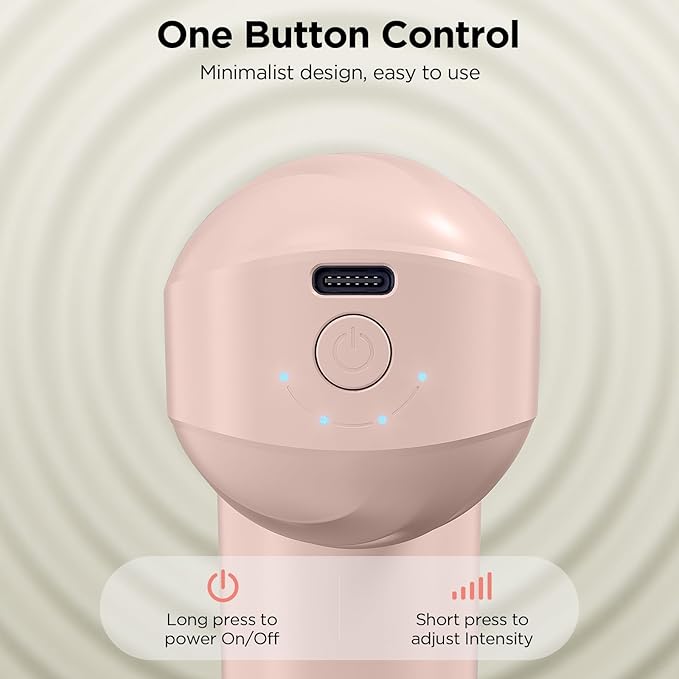 Mini Massage Gun, Powerful Handheld Muscle Massager for Back Pain Relief, Deep Tissue Percussion Small Massage Gun Travel Massager with 4 Massage Heads Silent Brushless Motor, Pink