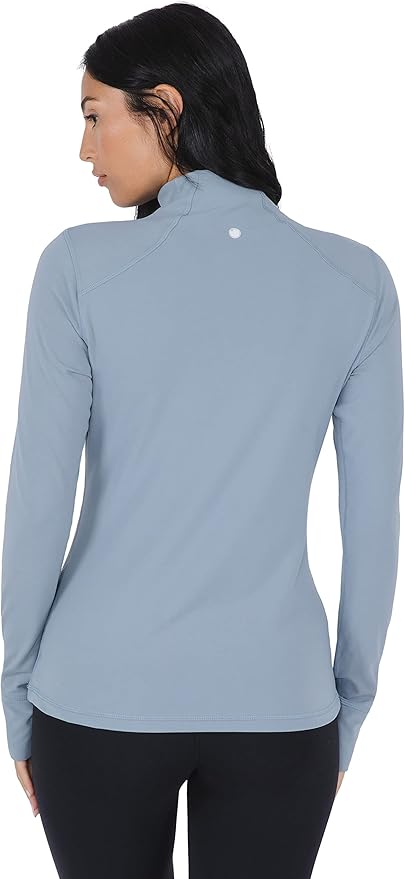 Yogalicious Half Zip Lightweight Workout Long Sleeve Athletic Jacket with Front Pockets and Thumbholes