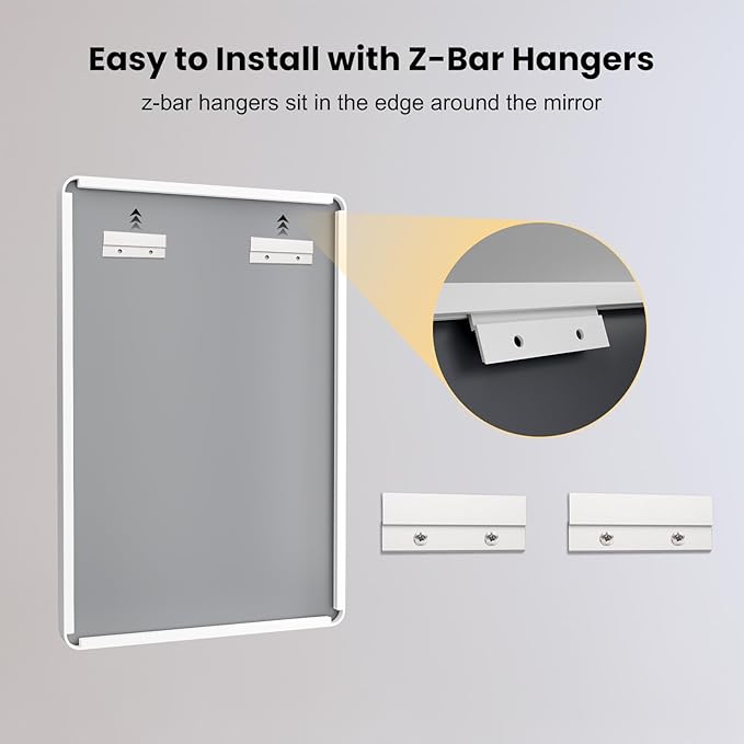 LOAAO 30x36 Inch White Metal Framed Bathroom Mirror for Wall, White Bathroom Vanity Mirror Farmhouse, Large Rounded Rectangle Mirror, Anti-Rust, Tempered Glass, Hangs Horizontally or Vertically