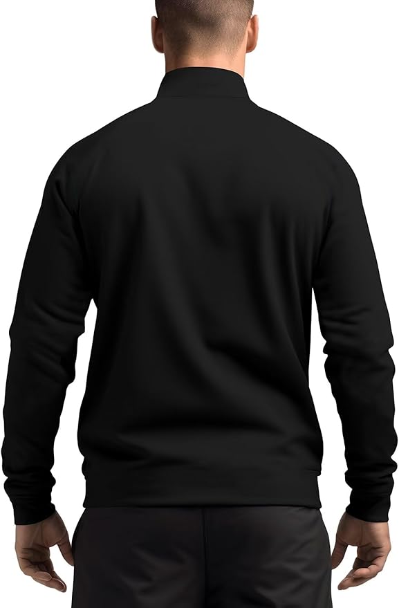 Zengjo Men's Track Jackets Full-Zip Athletic Jacket Sweatshirt Mock Neck with Zipper Pockets