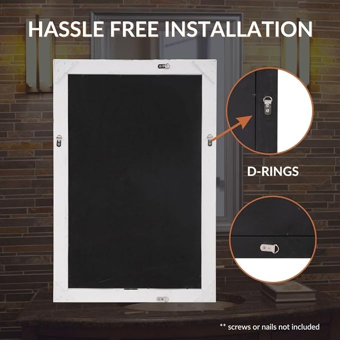 Howard Elliott George Rectangular Bright Silver Wall Mirror, Rectangle Hanging Wood Framed Vanity Mirrors for Home Decor, Living Room, Bathroom, Bedroom, or Hallway, 24 x 36 Inch