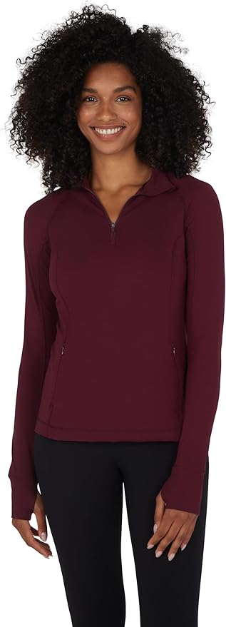 Yogalicious Half Zip Lightweight Workout Long Sleeve Athletic Jacket with Front Pockets and Thumbholes