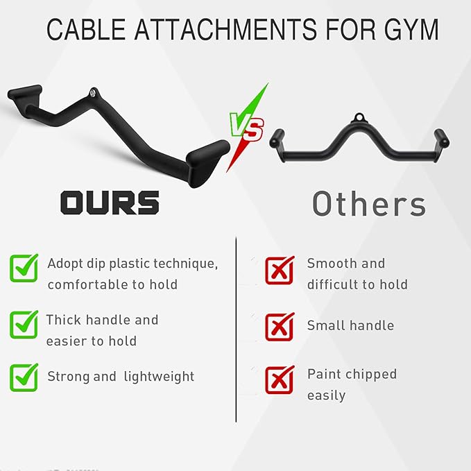 Lat Pull Down Bar T bar Row Attachment, V Bar Tricep Lat Pulldown Attachments, Back Strength Training Bar for Home Gym Exercise Cable Machine Attachments