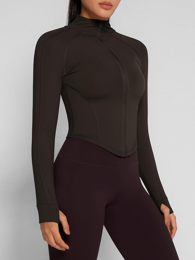 GYM RAINBOW Womens Snatched Workout Jackets Lightweight Zip Up Slim Fit Gym Track Athletic Jackets with Thumb Holes