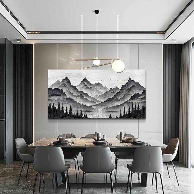 ZUITINGHUA Canvas Wall Art For Living Room Wall Decor For Bedroom Office Wall Decoration Black Mountains Landscape Painting Farmhouse Pictures Artwork Room Aesthetic Home Decor 20x40 In