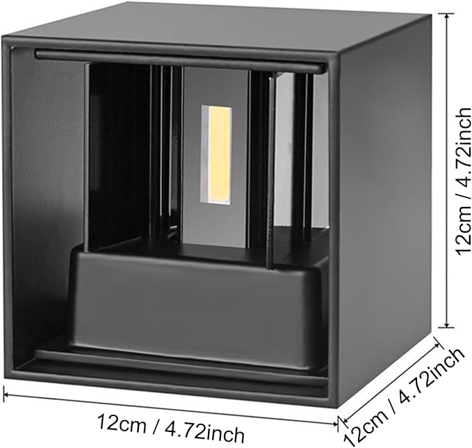 LED 20W Outdoor Wall Lights Exterior/Interior Porch Lights Outdoor Wall Up and Down Lights IP65 Waterproof Sconces Modern Outdoor Lighting Fixtures Square Aluminum Black 6500K Cold Lights