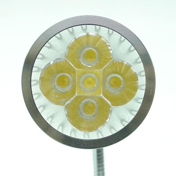 QUANS 5W 5x1W Cool White Clamp Clip on 19inch Flexible Gooseneck High Power LED Desk Table Sewing Study Work Bedside Reading Swing Arm Light Lamp,Ultra Bright Silver 110V US Plug