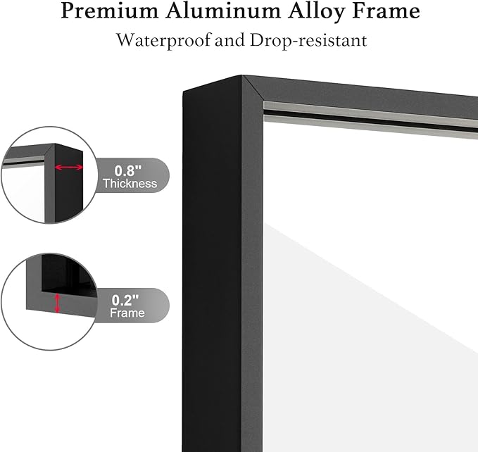 26x40 Inch Black Bathroom Mirror, Copper-Free Mirror, Aluminum Alloy Frame Vanity Mirror, Rectangle Wall Mounted Mirror, Modern Mirror for Bedroom/Living Room/Porch Horizontal or Vertical