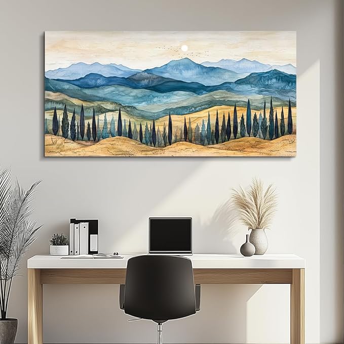 ZUITINGHUA Canvas Wall Art For Living Room Large Wall Decor For Office Bedroom Decorations Mountains Landscape Pictures Abstract Painting Artwork Room Wall Mural Aesthetic Home Decor 30x60 In