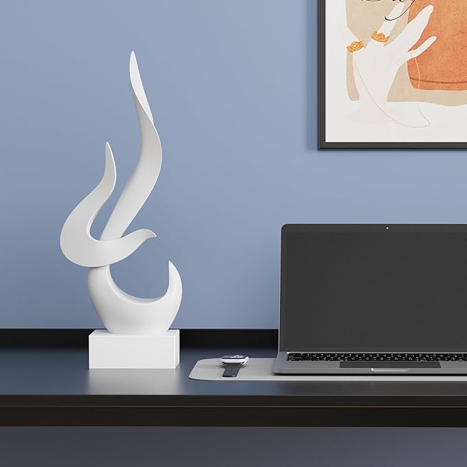 Dosker Flame Sculptures Home Decor, Abstract Statues Shelf Decor, Table Decor for Living Room Office, Kitchen (White)