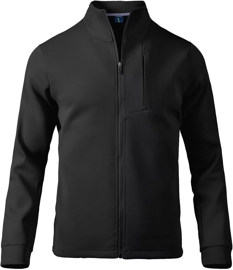 Zengjo Men's Track Jackets Full-Zip Athletic Jacket Sweatshirt Mock Neck with Zipper Pockets