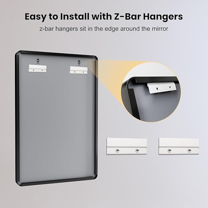 LOAAO 24X32 Inch Black Metal Framed Bathroom Mirror for Wall, Matte Black Bathroom Vanity Mirror Farmhouse, Large Rounded Rectangle Mirror, Anti-Rust, Hangs Horizontally or Vertically