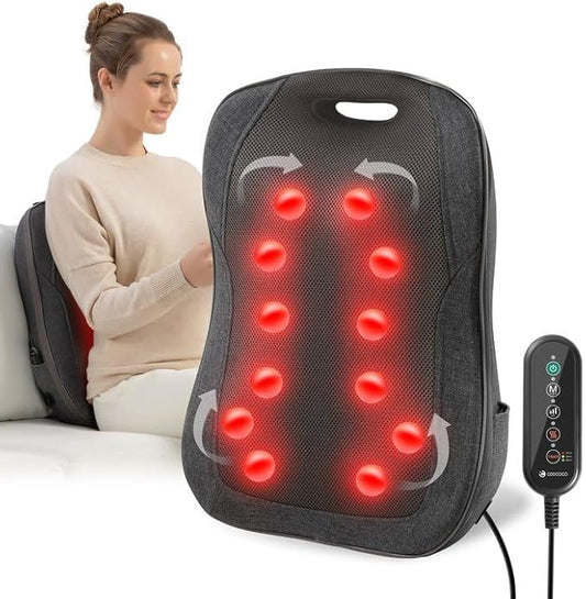 CooCoCo Shiatsu Back Massager with Heat, 2025 Birthday Gifts for Mom Dad, FSA Eligible Massager for Lower Back Pain Relief, Deep Tissue Kneading Massage, Christmas Gifts for Men Women Husband, HSA