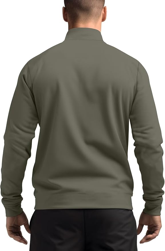 Zengjo Men's Track Jackets Full-Zip Athletic Jacket Sweatshirt Mock Neck with Zipper Pockets