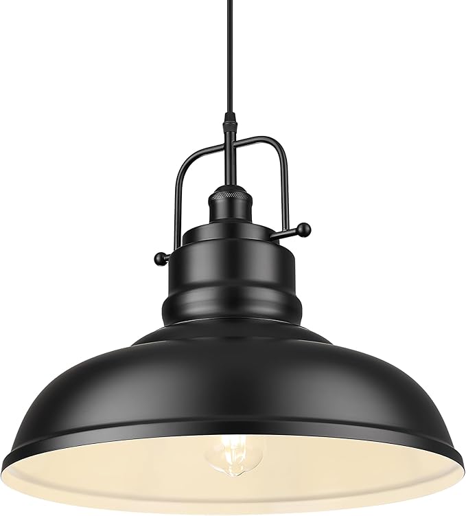 zeyu Modern Hanging Light Fixture, Kitchen Island Pendant Lights, 1-Light Adjustable Hanging Light, Matte Black Finish, 016-1M BK
