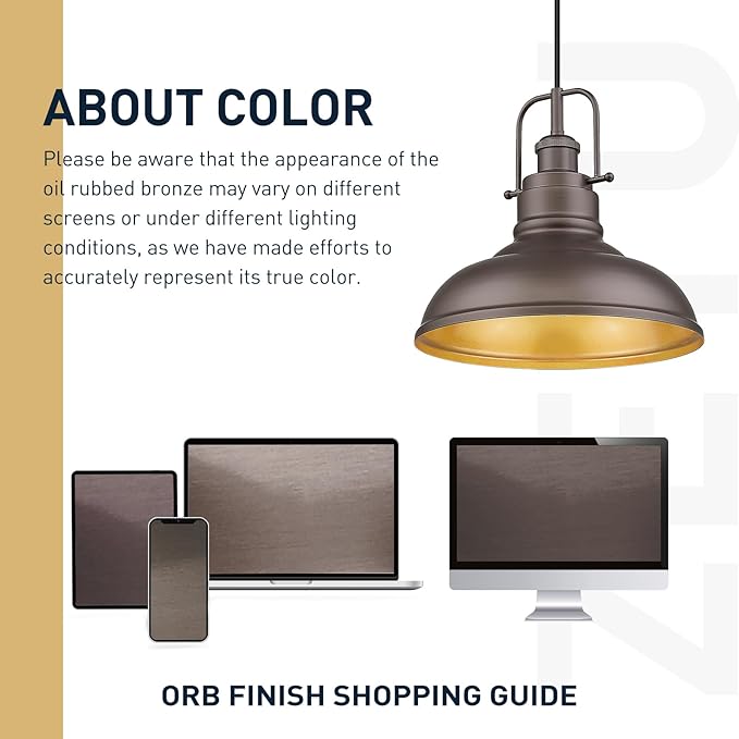 zeyu Farmhouse Pendant Light, 1-Light Industrial Hanging Light Fixture 11-inch, Oil Rubbed Bronze Finish, 016-1 ORB