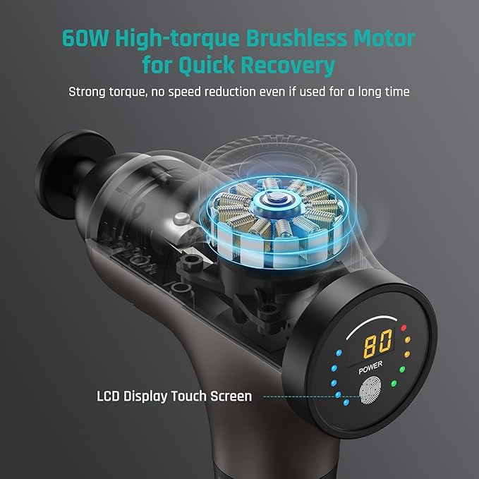 Mebak 3 Massage Gun, Massage Gun Deep Tissue for Athletes, Professional Muscle Percussion Massage Gun, Massager Gun for Shoulder Leg Back Body Pain Relief,Quiet Portable Sport Massager, Gifts for Him