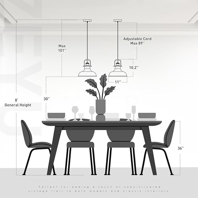 zeyu 2 Pack Farmhouse Pendant Light Fixtures, 11-inch Ceiling Hanging Light Fixtures for Kitchen Dining Room, Oil Rubbed Bronze Finish, 016-1-2PK ORB