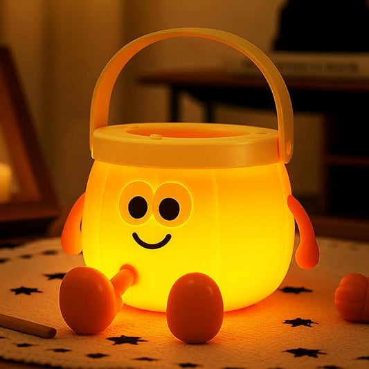 Pumpkin Night Light, Rechargeable Bedside Lamp, Portable Handheld Night Lamps, Pumpkin Lantern Halloween Lamp for Bedroom, Office Desk, Room Decor, Cute Sleep Nightlight Gifts for Kids Teen Adult