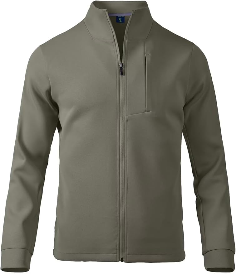 Zengjo Men's Track Jackets Full-Zip Athletic Jacket Sweatshirt Mock Neck with Zipper Pockets
