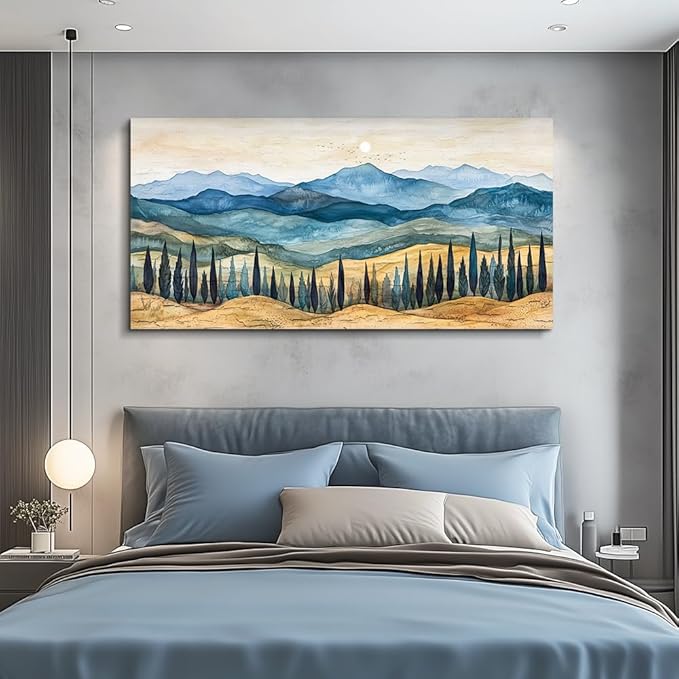 ZUITINGHUA Canvas Wall Art For Living Room Wall Decor For Bedroom Office Wall Decoration Mountains Landscape Painting Abstract Pictures Artwork Room Aesthetic Home Decor 20x40 In