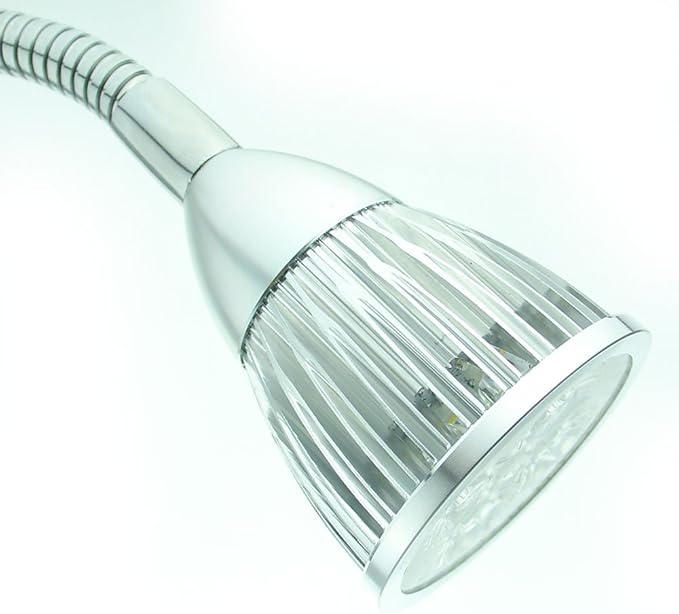 QUANS 5W 5x1W Cool White Clamp Clip on 19inch Flexible Gooseneck High Power LED Desk Table Sewing Study Work Bedside Reading Swing Arm Light Lamp,Ultra Bright Silver 110V US Plug