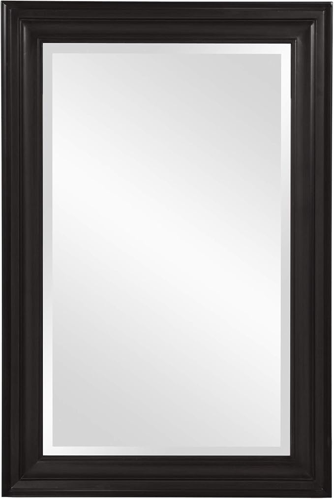 Howard Elliott George Rectangular Glossy Black Wall Mirror, Rectangle Hanging Wood Framed Vanity Mirrors for Home Decor, Living Room, Bathroom, Bedroom, or Hallway, 24 x 36 Inch