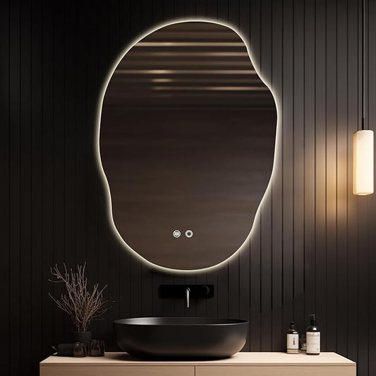 HOMECOOKIN LED Bathroom Mirror 25"x 35" Led Vanity Mirror with Lights Adjustable 3 Colors Anti-Fog Dimmable Wall Mounted Makeup Mirror (Horizontal/Vertical)