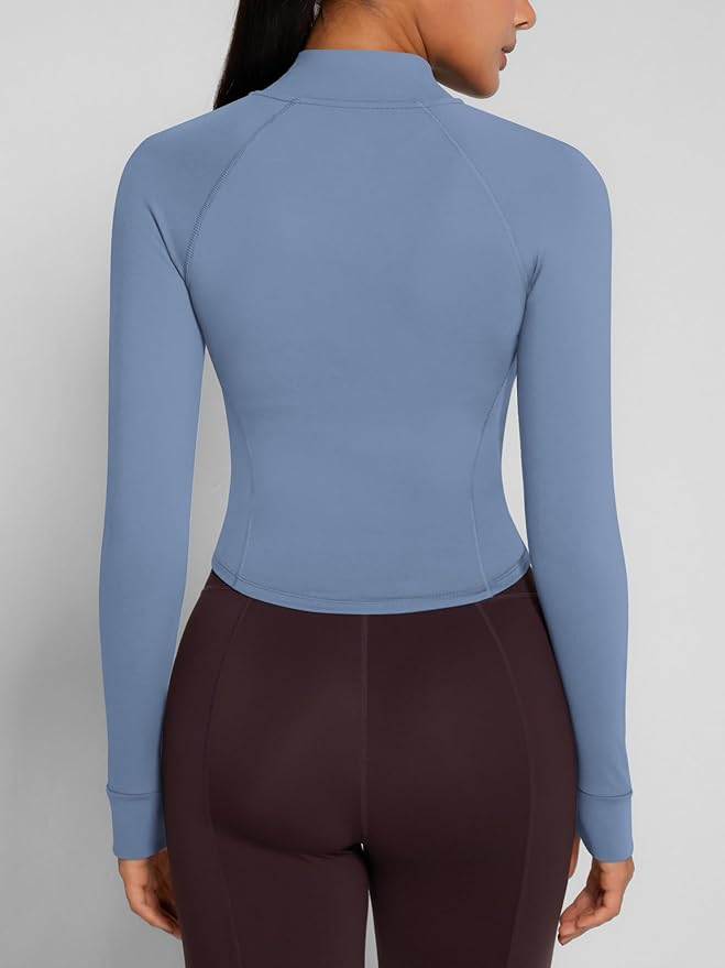 GYM RAINBOW Womens Snatched Workout Jackets Lightweight Zip Up Slim Fit Gym Track Athletic Jackets with Thumb Holes