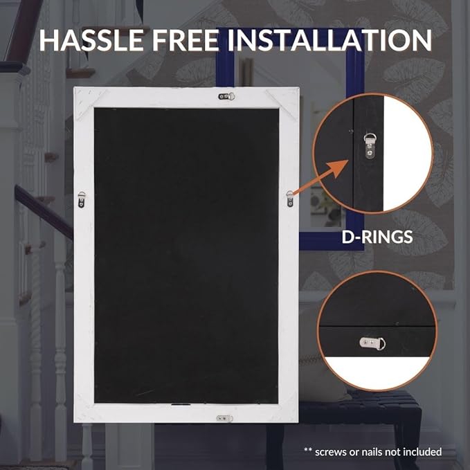 Howard Elliott George Rectangular Glossy Royal Blue Wall Mirror, Rectangle Hanging Wood Framed Vanity Mirrors for Home Decor, Living Room, Bathroom, Bedroom, or Hallway, 24 x 36 Inch