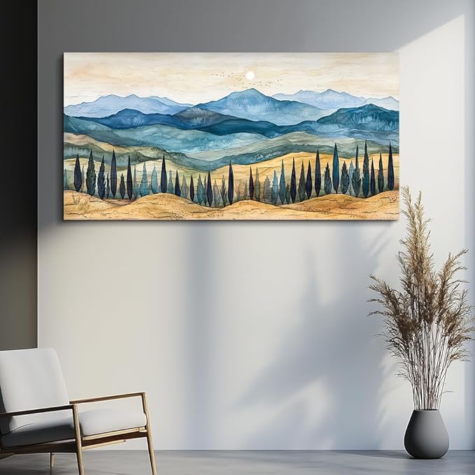 ZUITINGHUA Canvas Wall Art For Living Room Large Wall Decor For Office Bedroom Decorations Mountains Landscape Pictures Abstract Painting Artwork Room Wall Mural Aesthetic Home Decor 30x60 In