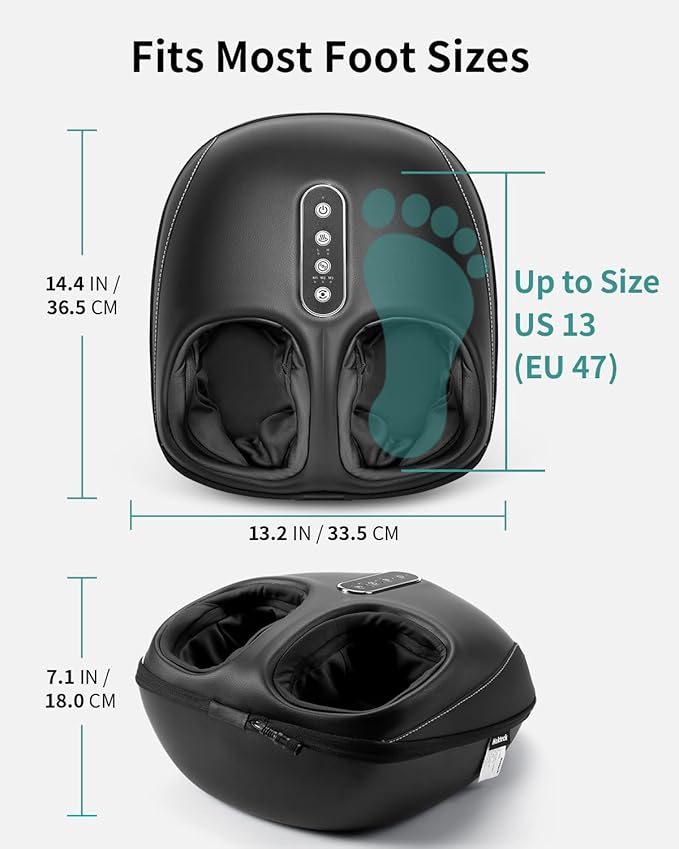 Nekteck Shiatsu Foot Massager with Heat, Foot Massager Machine for Plantar Fasciitis, Neuropathy Pain, Deep Kneading, Air Compression, Remote APP Control, Gifts for Her Him, Fits Up to 13"