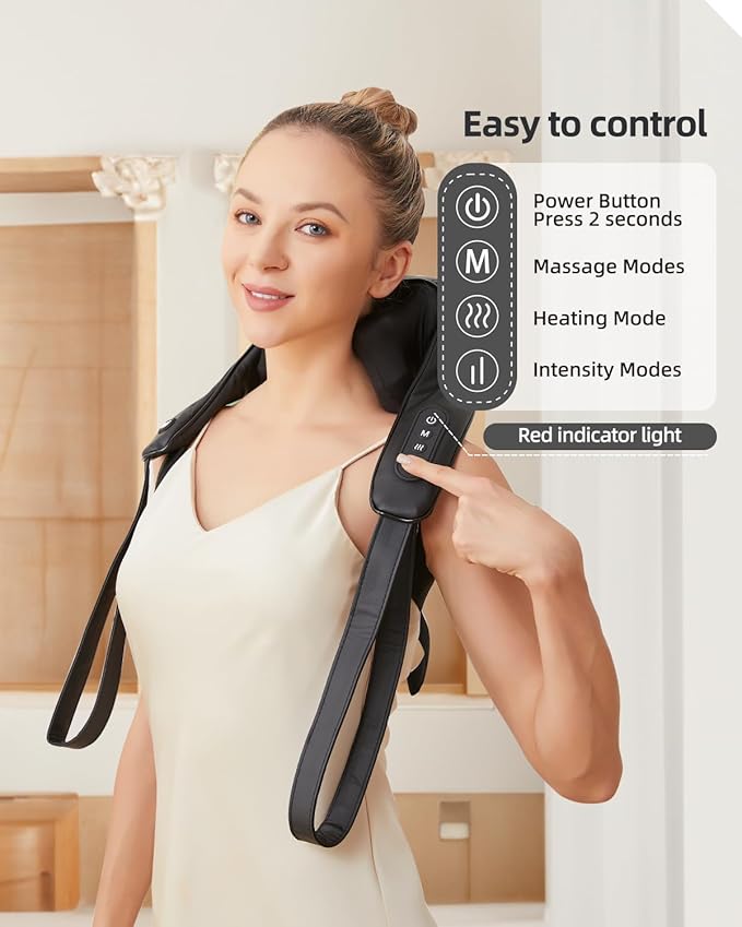 Cordless Neck and Shoulder Massager with Soothing Heat, Upgarded 6D Deep Tissue Kneading, Shiatsu Massager for Neck,Shoulder,Back, Gifts for Men Women Mom Dad