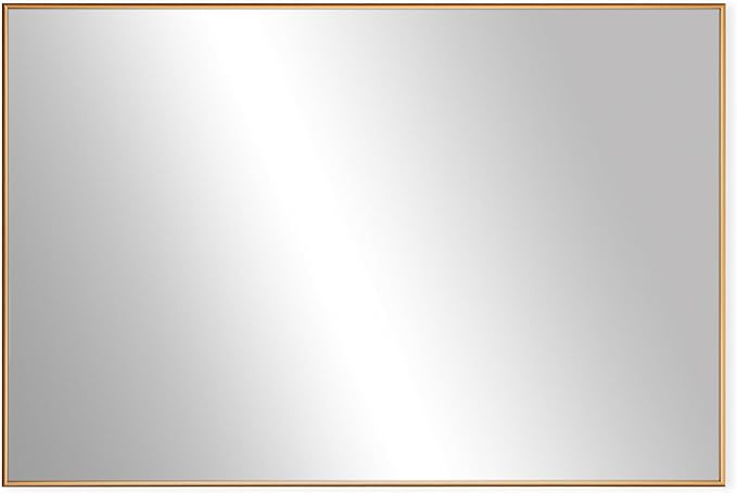 Frame My Mirror Gold Metal Framed Mirror, 28" x 54" Champagne Bronze Mirror for Bathroom, Metal Frame, True Reflections Glass, Stanton Design, Hangs Horizontally or Vertically, Made in USA