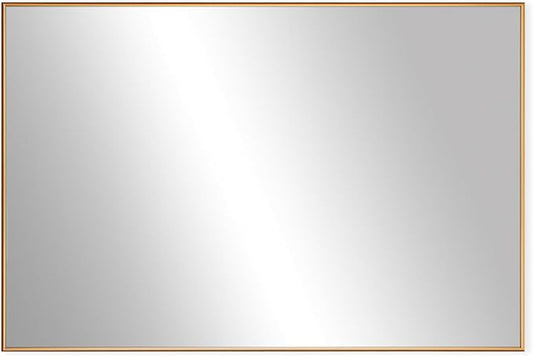 Frame My Mirror Gold Metal Framed Mirror, 28" x 48" Champagne Bronze Mirror for Bathroom, Metal Frame, True Reflections Glass, Stanton Design, Hangs Horizontally or Vertically, Made in USA