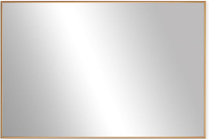 Frame My Mirror Gold Metal Framed Mirror, 20" x 24" Champagne Bronze Mirror for Bathroom, Metal Frame, True Reflections Glass, Stanton Design, Hangs Horizontally or Vertically, Made in USA