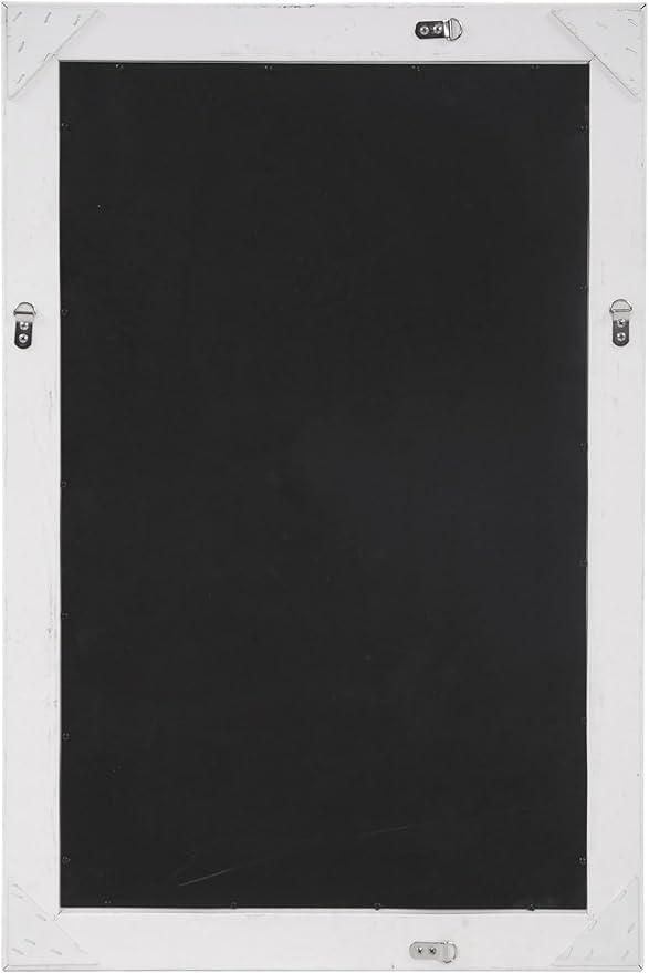 Howard Elliott George Rectangular Matte White Wall Mirror, Rectangle Hanging Wood Framed Vanity Mirrors for Home Decor, Living Room, Bathroom, Bedroom, or Hallway, 24 x 36 Inch