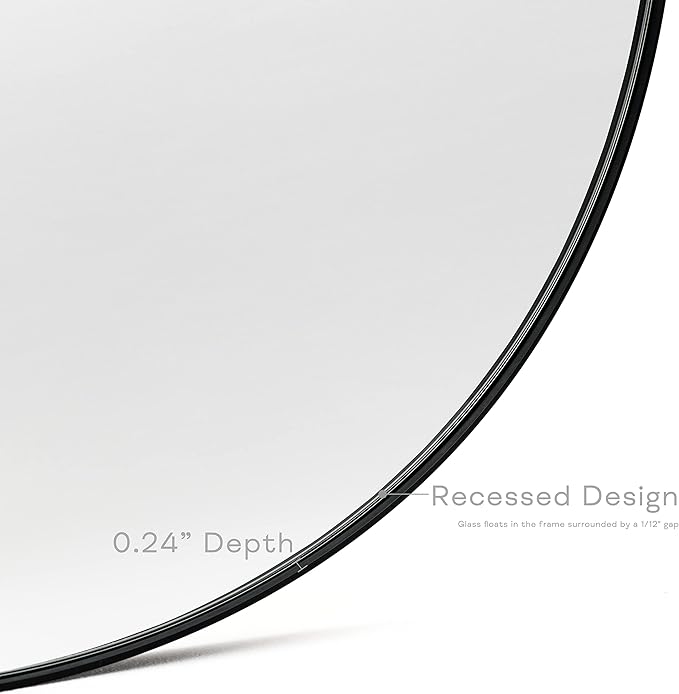 Black Round Mirror, 30 Inch Round Bathroom Mirror with Metal Frame Circle Mirrors for Wall, Bedroom, Vanity, Living Room, Entryway, Washrooms, Home Decor