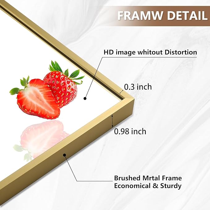 Gold Bathroom Mirror, 22"x30" Rectangle Mirror, Brushed Gold Mirror, Metal Frame Square Corner Vanity Mirror, Wall Mounted Mirror for Modern, Living Room, Bedroom, Horizontal Or Vertical