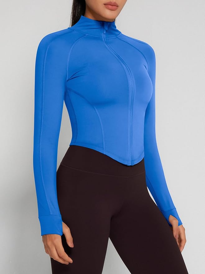 GYM RAINBOW Womens Snatched Workout Jackets Lightweight Zip Up Slim Fit Gym Track Athletic Jackets with Thumb Holes