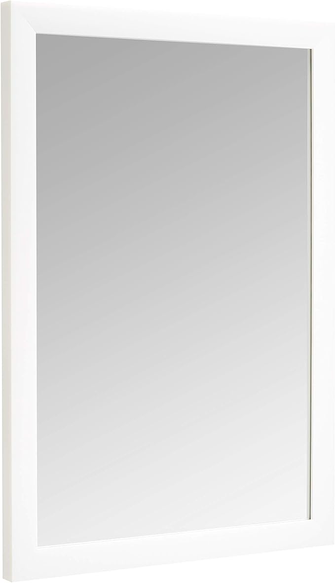 Amazon Basics Rectangular Wall Mount Mirror 20" x 28", Standard Trim, White