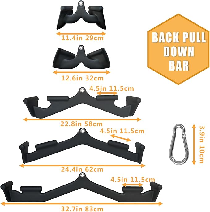 Lat Pull Down Bar T bar Row Attachment, V Bar Tricep Lat Pulldown Attachments, Back Strength Training Bar for Home Gym Exercise Cable Machine Attachments