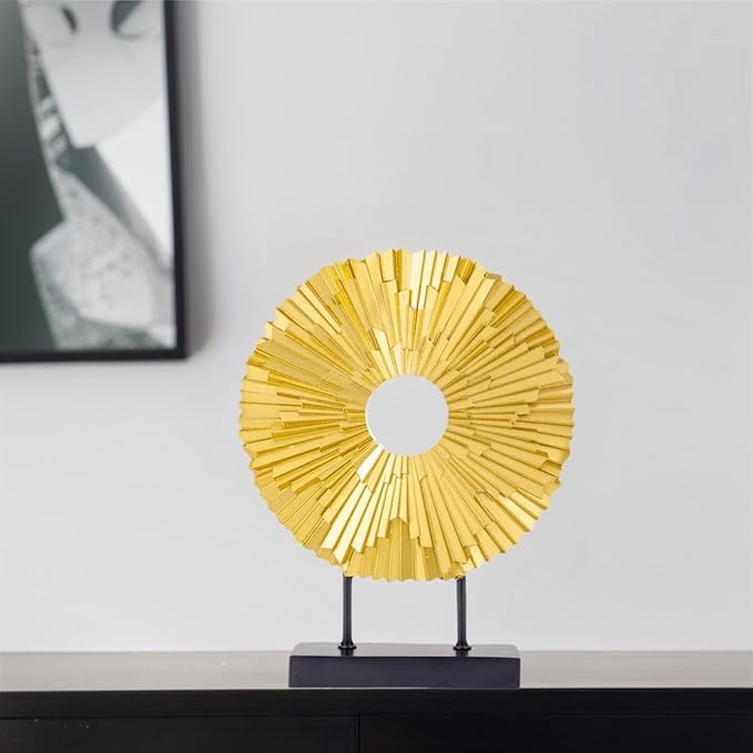 Minimalist Round Statue Above Cabinet Decor Kitchen, Modern Decorative Sculpture Home Decorations for Living Room Coffee Table, Office Decor Items, Center Pieces Decoration (Gold)